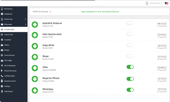 Xnspy kontrol paneli