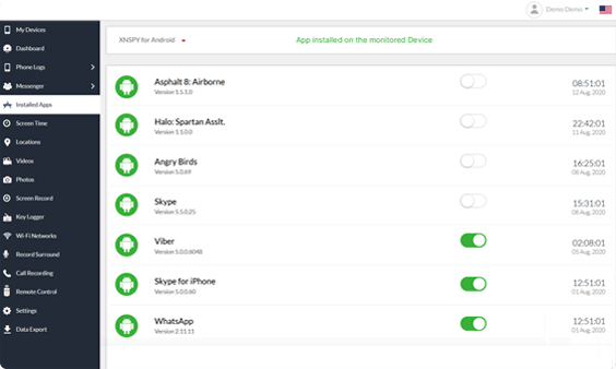 Xnspy kontrol paneli