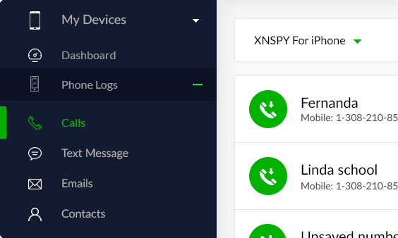 XNSPY kontrol paneli