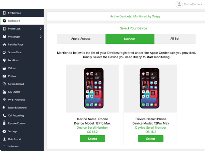 Xnspy kontrol paneli