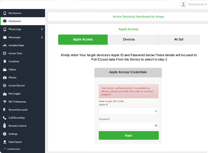 Xnspy kontrol paneli