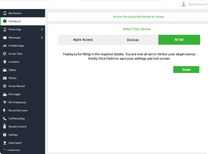 Xnspy kontrol paneli