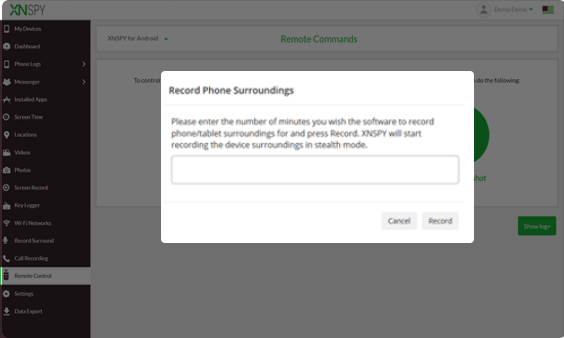 Xnspy kontrol paneli