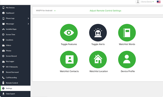 Xnspy kontrol paneli