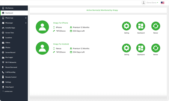 Xnspy kontrol paneli