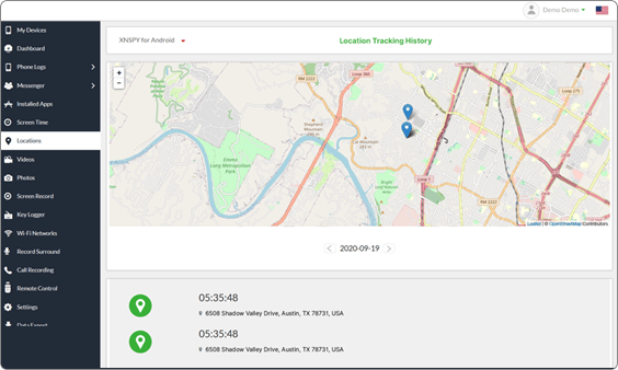 XNSPY kontrol paneli