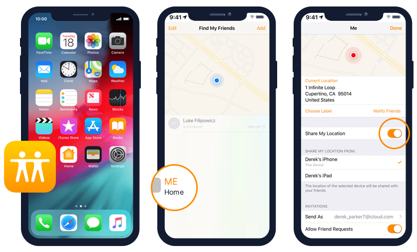 Konum takibi için iOS cihazlarda Arkadaşlarımı Bul'u kullanın