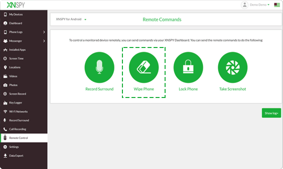 Xnspy kontrol paneli