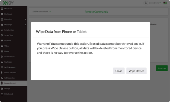 Xnspy kontrol paneli
