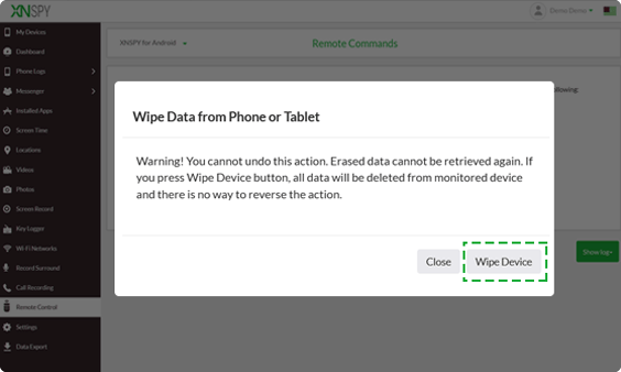 Xnspy kontrol paneli